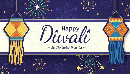 Happy Diwali Lantern Background Vector
