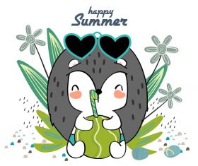 Happy Summer Drawing Vector