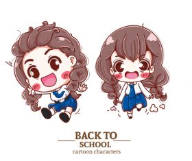 Happy girl anime vector