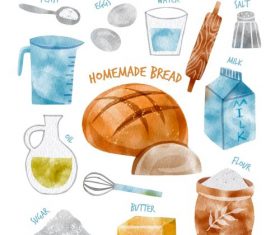 Home Made Bread Ingredients Vector