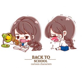 Homework girl anime vector