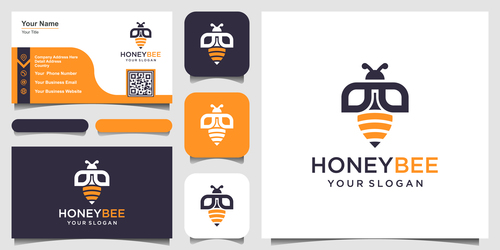 Honeybee business card logo vector