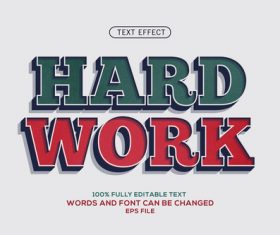 Hrrd work editable font effect text illustration vector