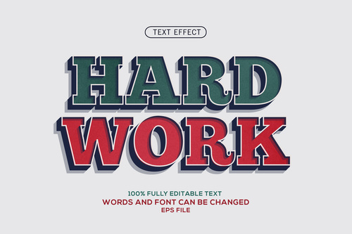 Hrrd work editable font effect text illustration vector