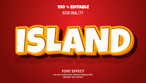 ISLAND editable font effect text vector
