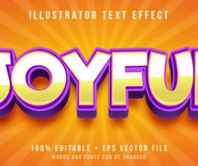 Joyful editable font effect text illustration vector