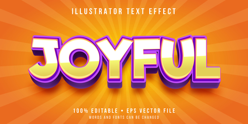 Joyful editable font effect text illustration vector