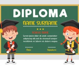 Kids Graduation  Diploma Certificate Vector