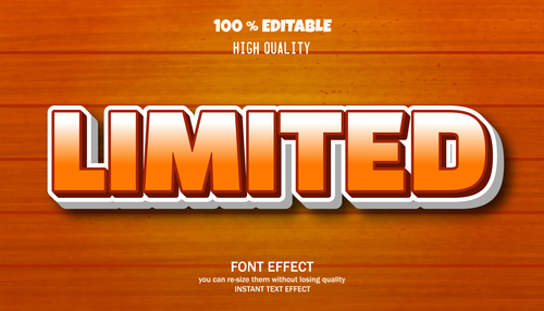 LIMITED editable font effect text vector