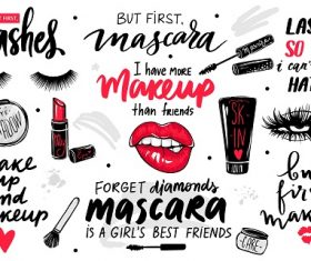 Lashes, Mascara, Makeup-Set Vector