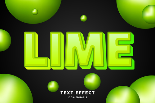 Lime editable font effect text illustration vector