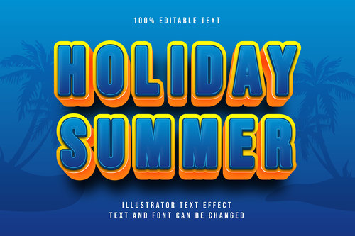 Loliday summer editable font effect text vector