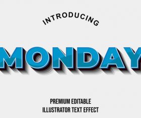 Monday editable font effect text illustration vector
