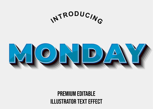Monday editable font effect text illustration vector