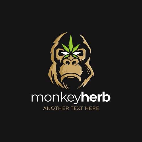 Monkey with Cannabis Leaf Logo Vector