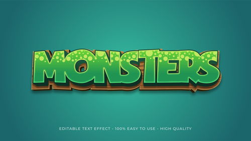 Monsters editable font effect text vector