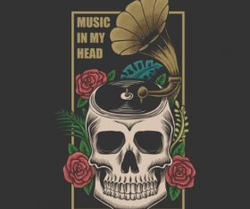 Music in My Head Skull Vector