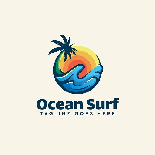 Ocean Surf Tag Logo Vector