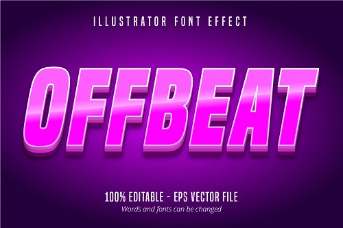 Offbeat Text Purple Effect Vector