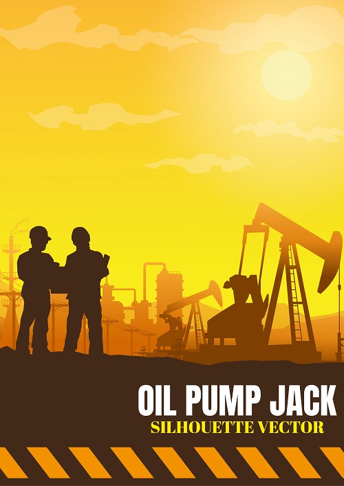 Oil Pump Jack Silhouette Vector