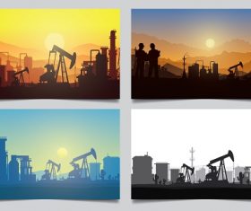 Oil Rig Industry Silhouette Vector