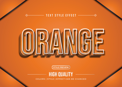 Orange editable font effect text illustration vector