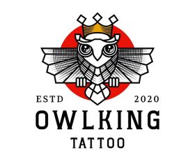 Owl King Tattoo Logo Vector