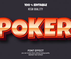 POKER editable font effect text vector