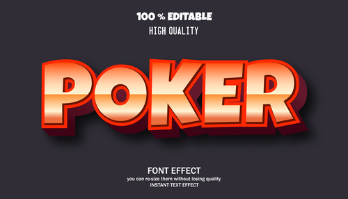 POKER editable font effect text vector