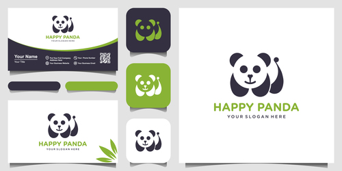 Panda business card logo vector