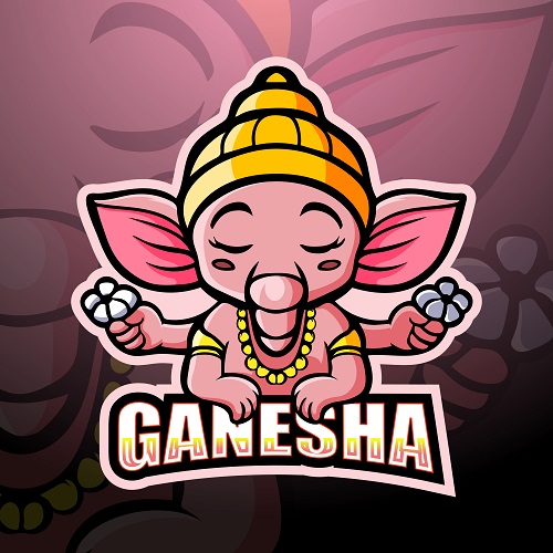 Pink Ganesha Logo Vector