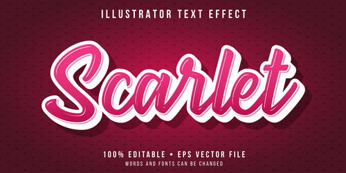 Pink editable font effect text illustration vector