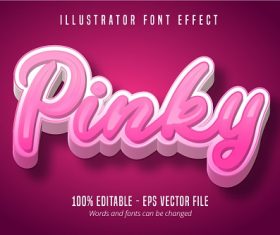 Pinky Pink Text 3D Font Vector