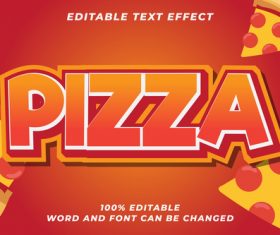 Plzza editable font effect text illustration vector