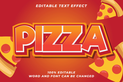 Plzza editable font effect text illustration vector