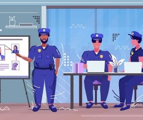 Police Officer Reporting Background Vector