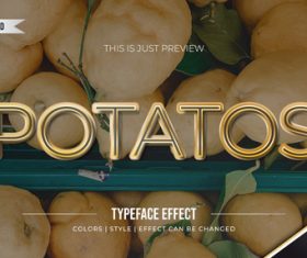 Potatos editable font effect text illustration vector