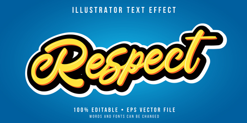 Respect editable font effect text illustration vector