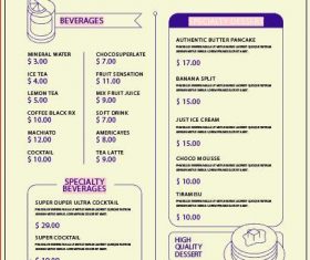 Restaurant Menu Back Cover vector