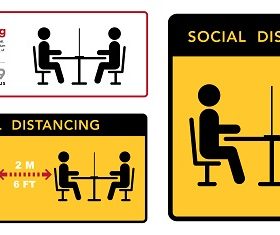 Restaurant Social Distance Sign Vector