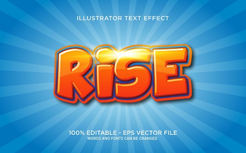 Rise Text With Blue White Background Vector