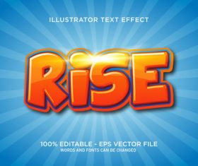 Rise editable font effect text vector