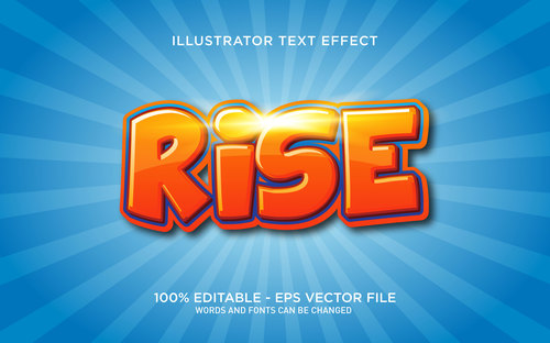 Rise editable font effect text vector