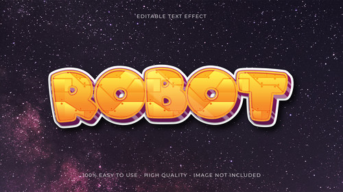 Robot editable font effect text vector