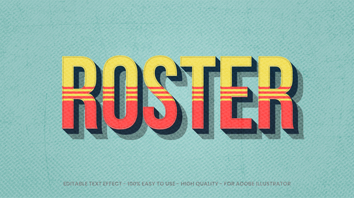 Roster editable font effect text vector