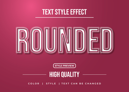 Rounded editable font effect text illustration vector