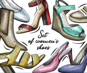 Set Of Womens Shoes Banner Vector