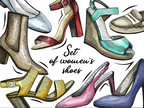 Set Of Womens Shoes Banner Vector