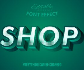 Shop editable font effect text illustration vector