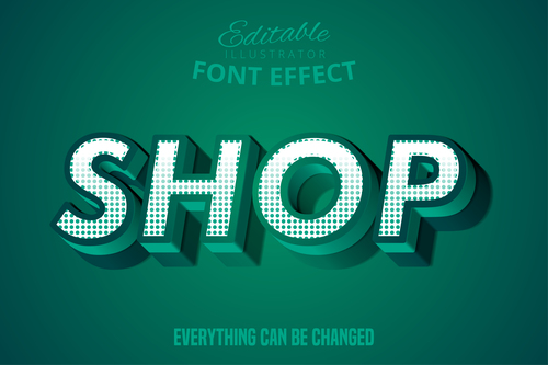 Shop editable font effect text illustration vector